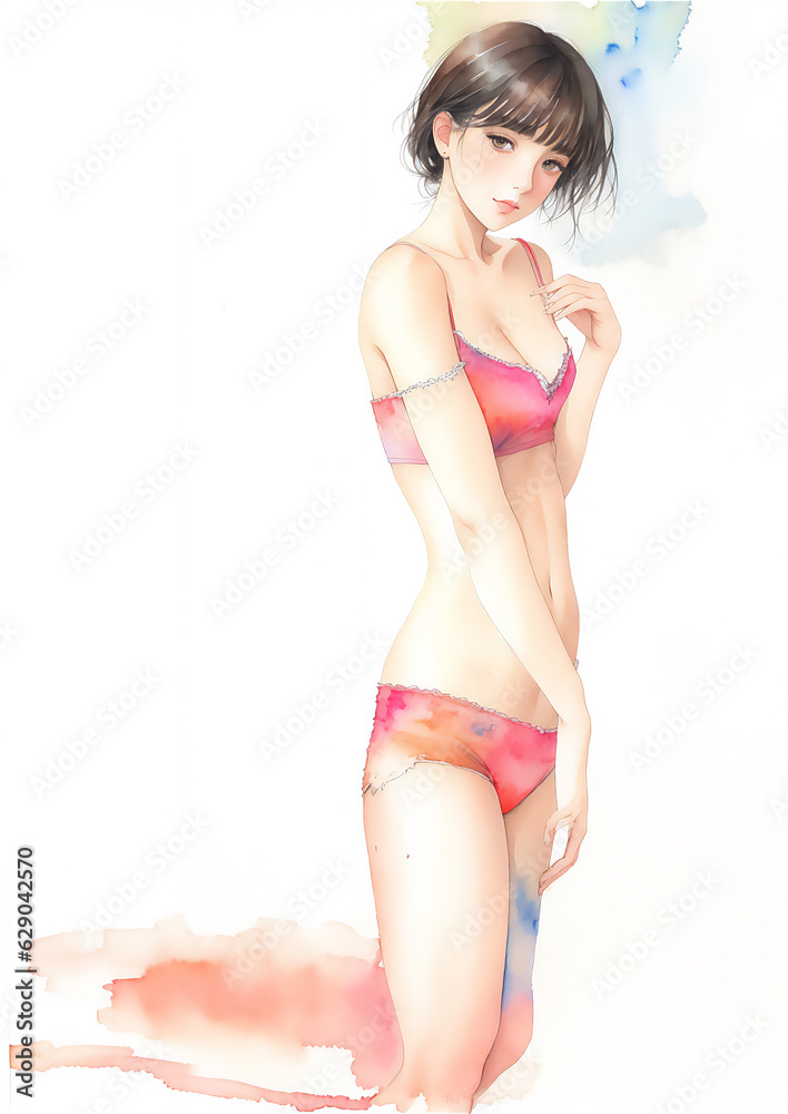 Obraz premium ピンクの水着の女 ジェネレーティブ AI