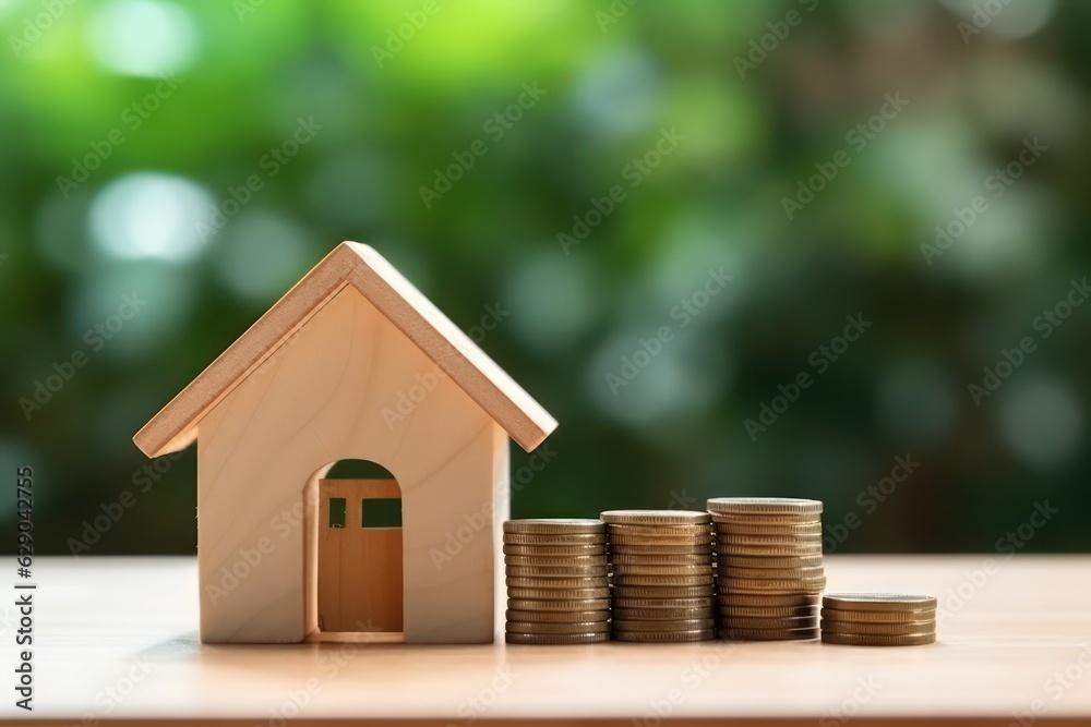 money coins stack on the glass table with blurred background. Wealth and saving for home ownership and financial concept. money coins stack on the glass table with blurred background. Wealth and saving for home ownership and financial concept.