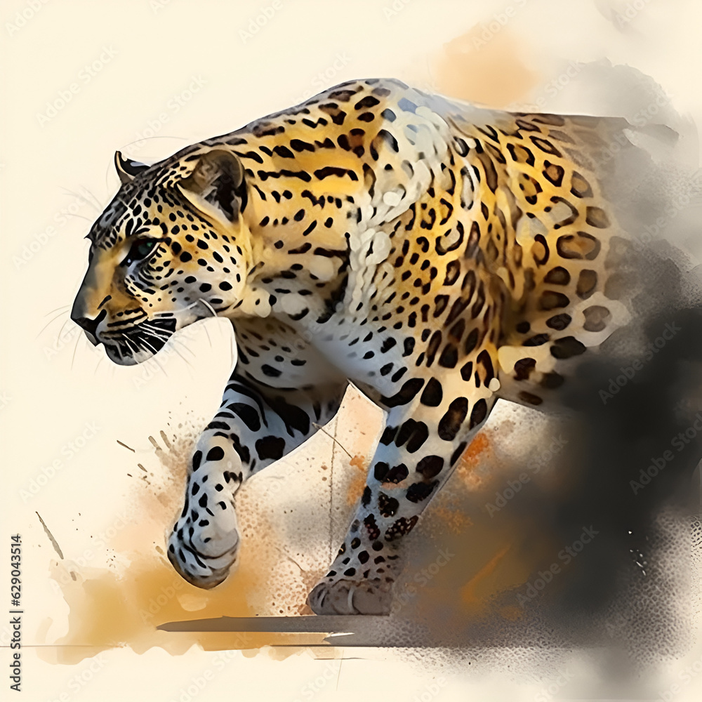 Fototapeta premium portrait of a leopard illustration