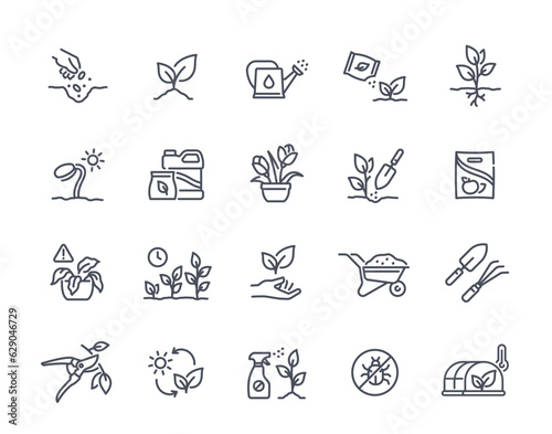 Canvas Print Grow plants icons set