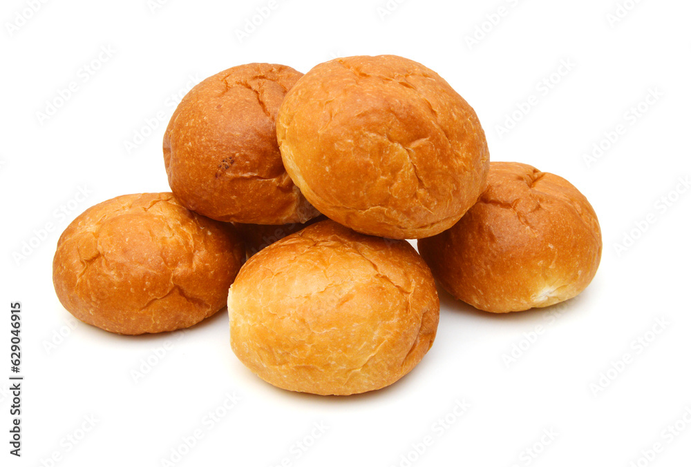 Bread and rolls isolated on white