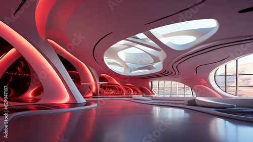 Interior of a Futuristic Building Background