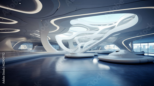 Interior of a Futuristic Building Background