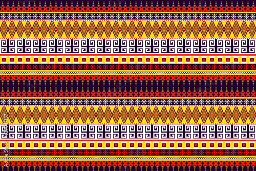 seamless pattern design geometric square triangle circle tribal fabric indian turkish african popular wave ethnic vactor purple white yellow red design for textile print wallpaper