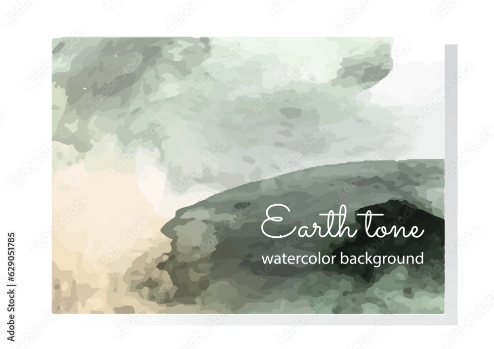 Watercolor gradient background. Hand painted print with earth tone and brush splatter. Gentle design for wedding or greeting invitations. Cartoon flat vector illustration isolated on white background