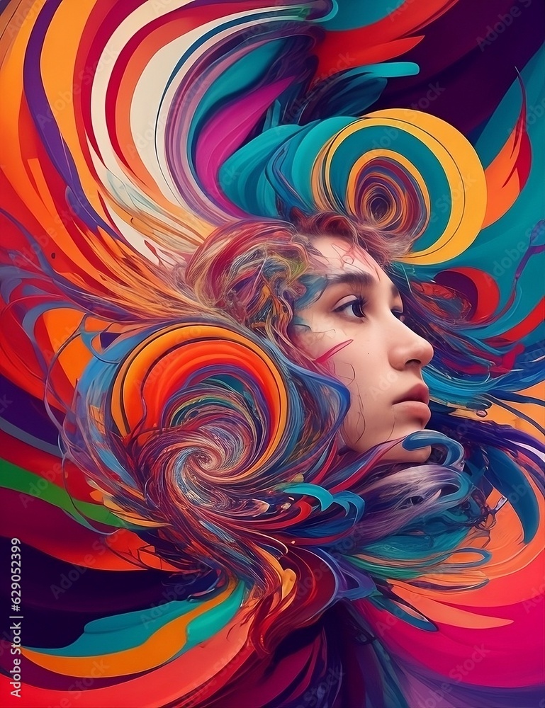A portrait of a person in a state of confusion, their thoughts and emotions represented by a chaotic swirl of colors and shapes.