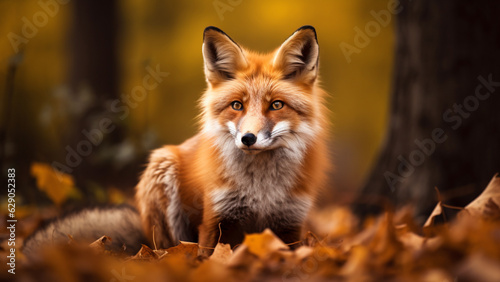 Fox in Autumn Leaves