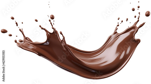 Chocolate splash isolated white and transparent background, png
