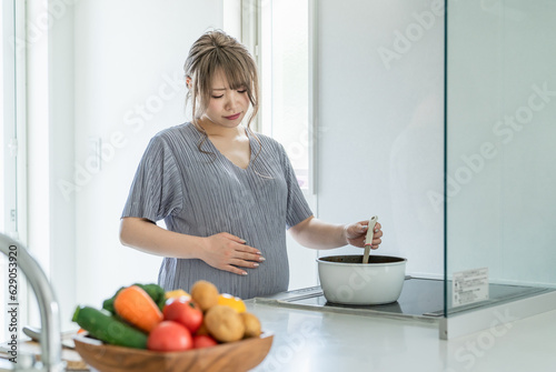 妊娠中に体調不良になる妊婦（疲労）
 photo