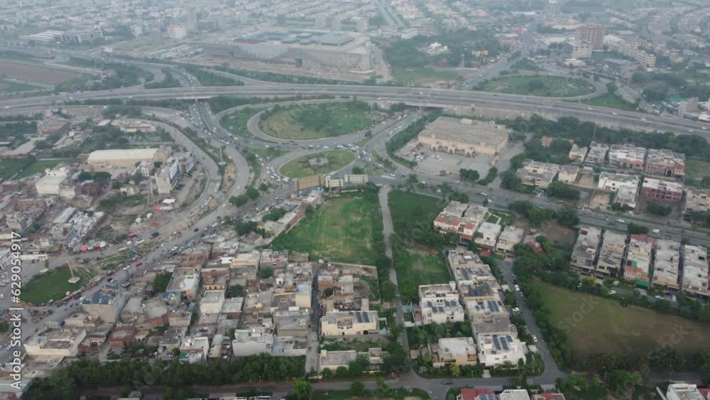 aerial view of road network in city aerial view of road network in city