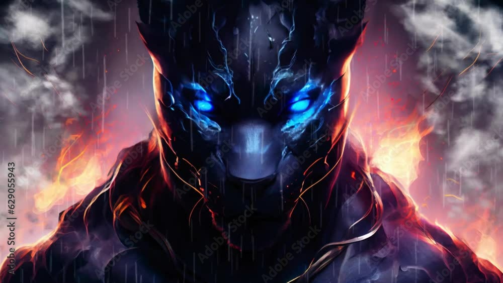 Panther with magic Blue Eyes Infinity Loop Video