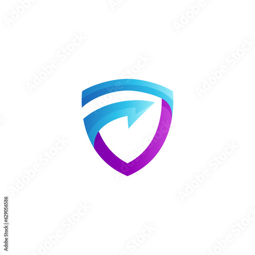 Modern shield logo design with Arrow combination