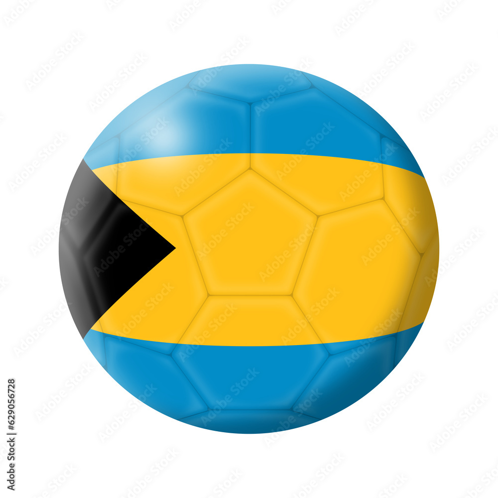 Bahamas soccer ball football 3d illustration with clipping path