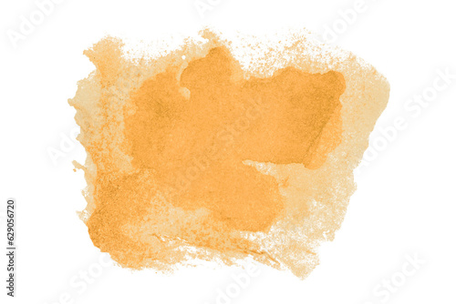 Orange watercolor background. Artistic hand paint. Isolated on transparent background.