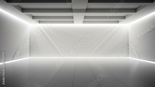 Empty Light and Dark Interior Background  White Geometrically Textured