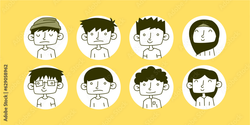 People avatars. Set of modern design avatar icons. Vector illustrations for social media and networking, user profile