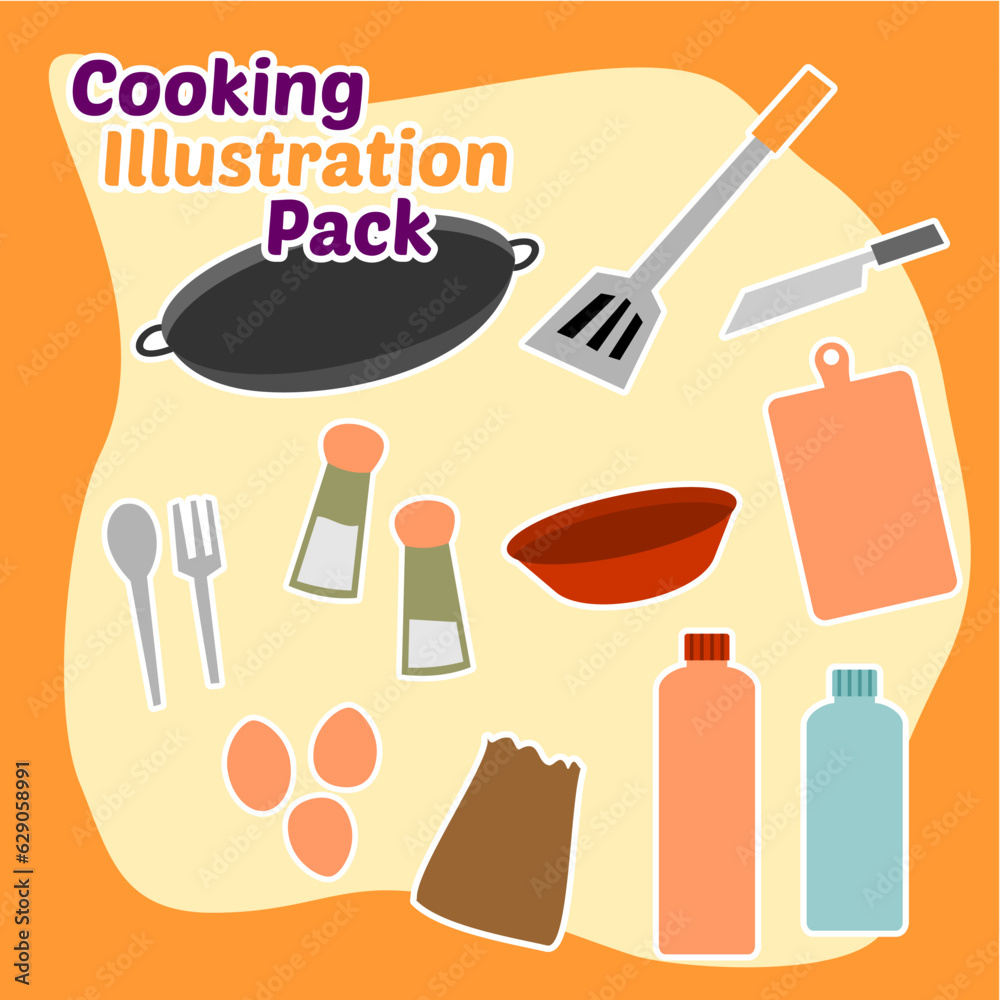 set of kitchen utensils illustration 