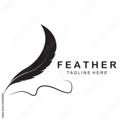 Feather Logo Vector. Illustration of an ink pen.