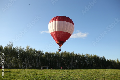 a balloon rises in the sky in a field © Aleksandr