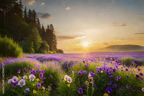 lavender field in the morning GENERATIVE AI