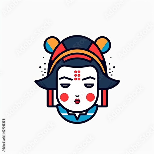 geisha woman cartoon style logo design 