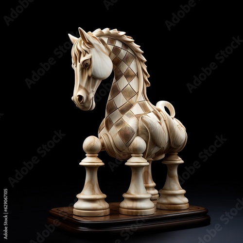 old horse knight stone chess piece 
