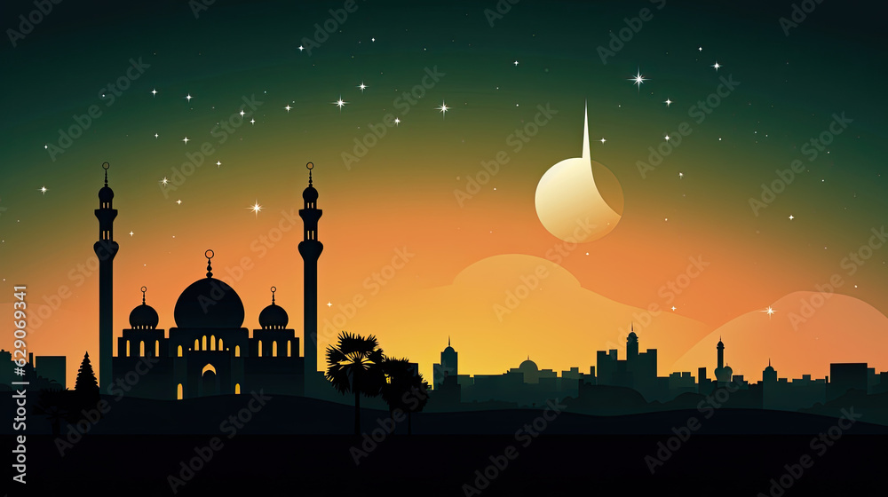 Fotografie Ramadan kareem with mosque in the background