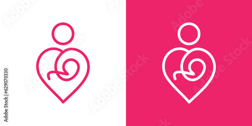 logo design of mother and child affection made in line and minimalist style