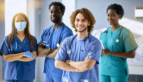 portrait of a young nursing student standing confidently in a hospital. High quality photo