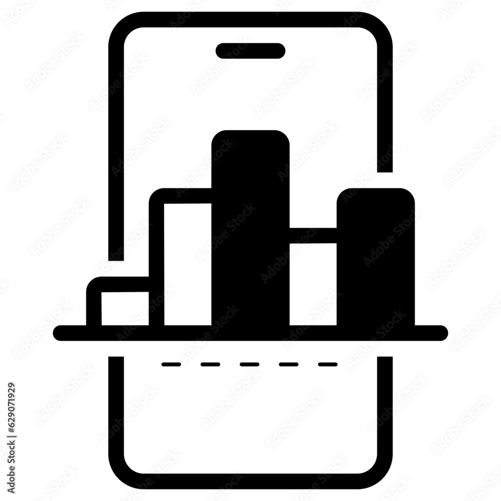 bar graph on smartphone icon bar graph on smartphone icon