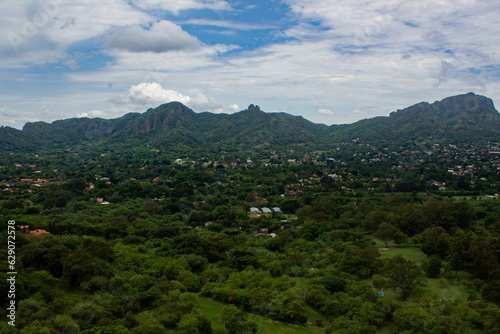 Landscape on a cloudy day of the Tepoztlan valley