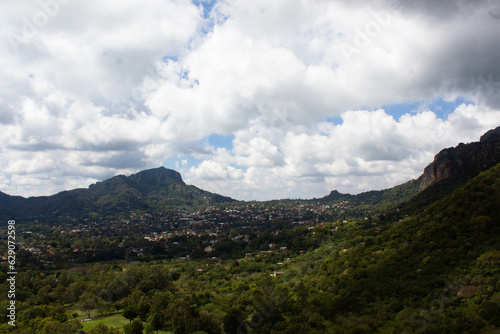 Landscape of the Tepoztecan highlands  on a cloudy day.