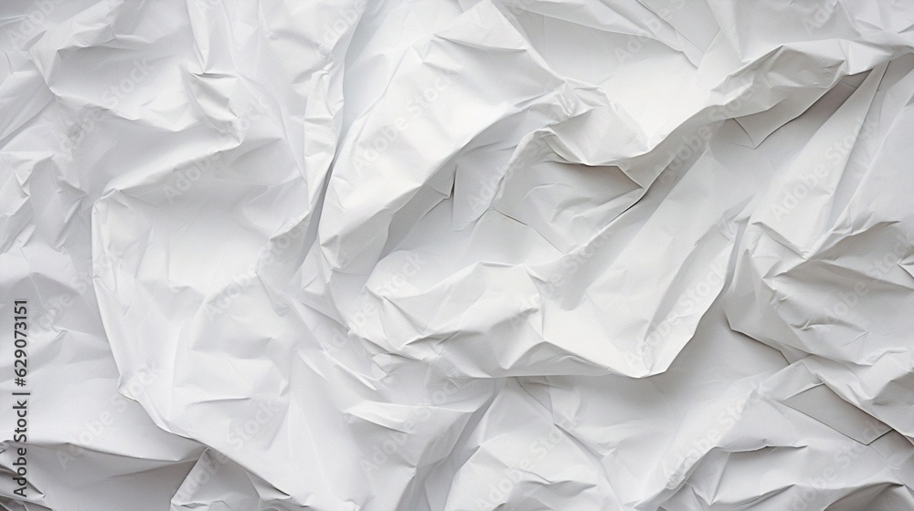 Generative AI : Crumpled white paper texture Generative AI : Crumpled white paper texture