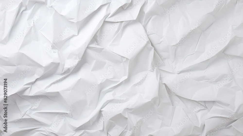 Generative AI : Crumpled white paper texture Generative AI : Crumpled white paper texture