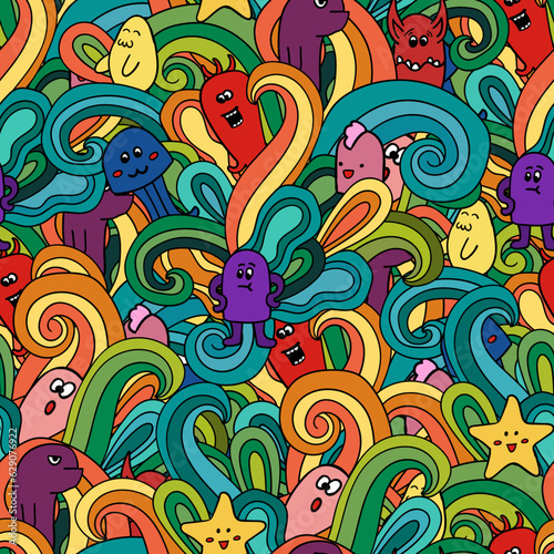seamless pattern with doodle funny © lunnl