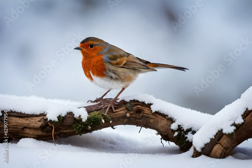 Vászonkép robin on snow