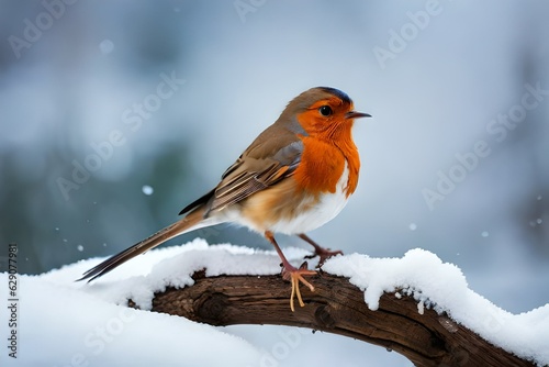 robin on snow © UMAR_ART