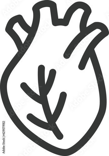医療関連の線画単品アイコン　心臓