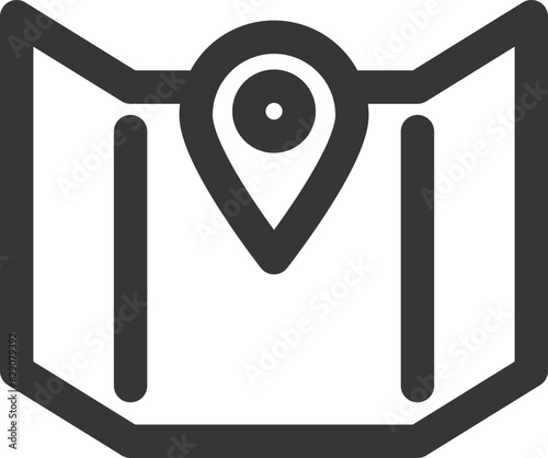 キャンプ関連の線画単品アイコン　地図