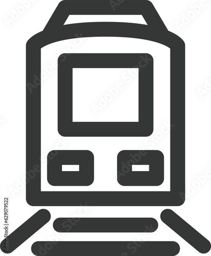 駅関連の線画単品アイコン　電車　正面