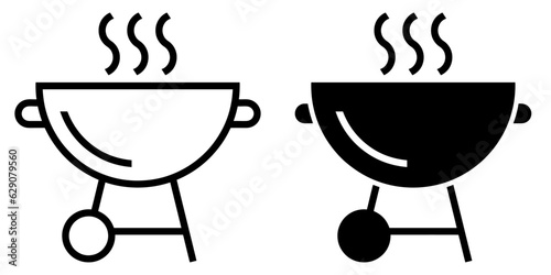 ofvs403 OutlineFilledVectorSign ofvs - bbq barbecue vector icon . kettle barbecue grill sign . isolated transparent . black outline and filled version . AI 10 / EPS 10 / PNG . g11743