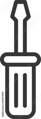  工具関連の線画単品アイコン　マイナスドライバー