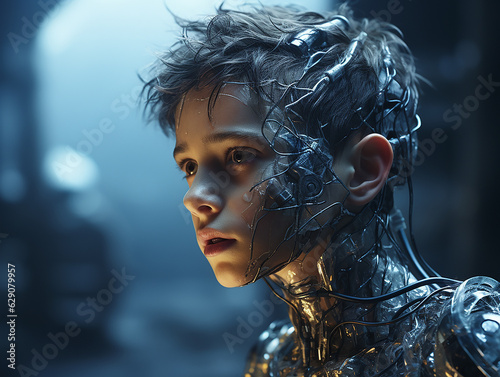 portrait of a cyborg boy photo