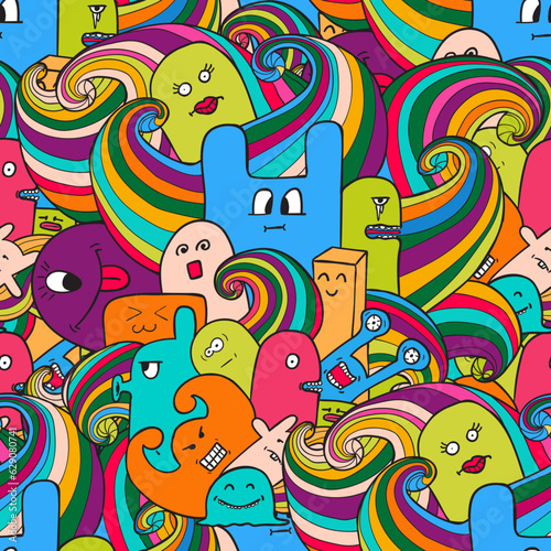 colorful doodles seamless pattern vector