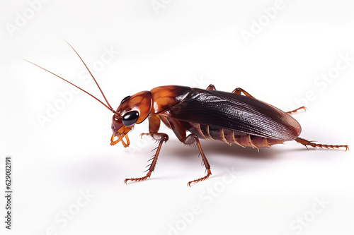 Cockroach Insect On White Background, Generative Ai