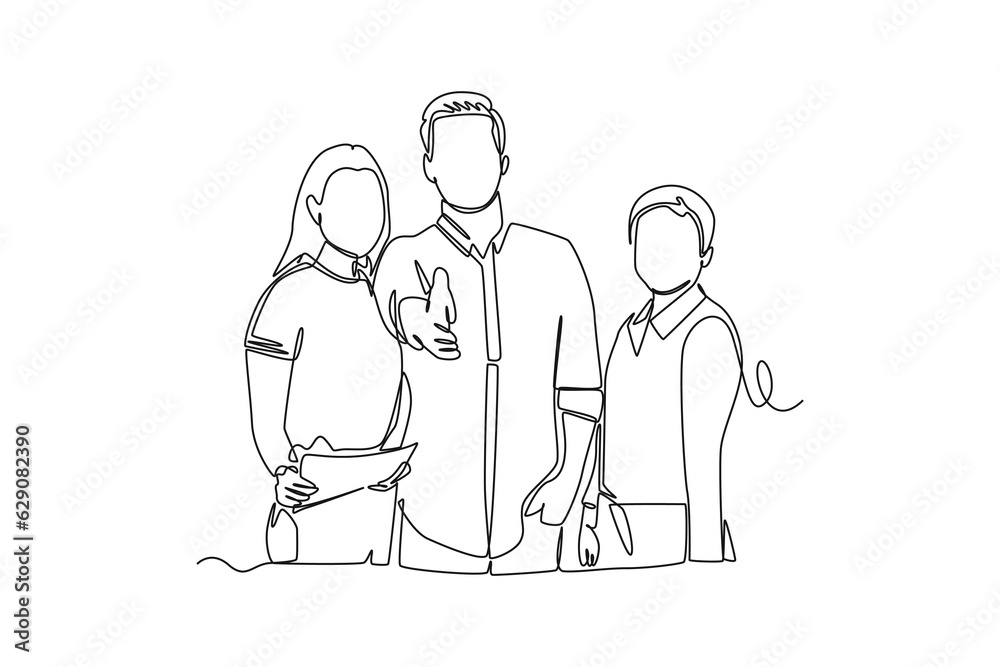 Continuous one line drawing of happy people group, welcoming and applauding concept. Doodle vector illustration in simple linear style. 