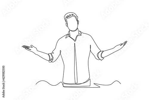Continuous one line drawing of happy people group, welcoming and applauding concept. Doodle vector illustration in simple linear style. 