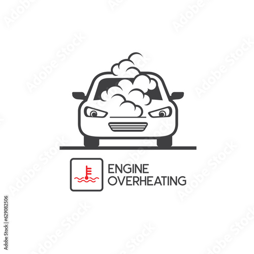 engine overheating symbol, vector art.