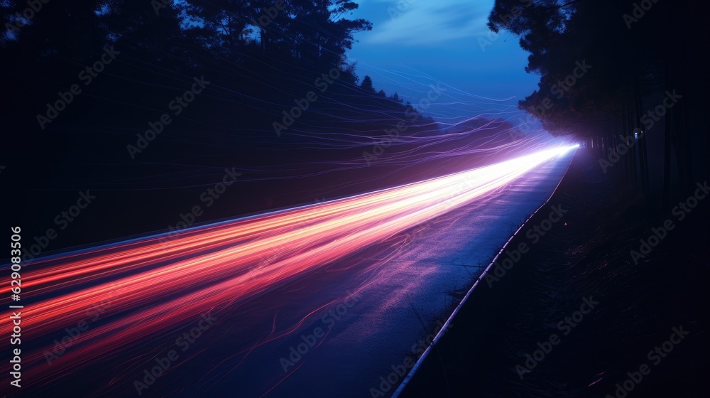 Dazzling light trail. Generative AI