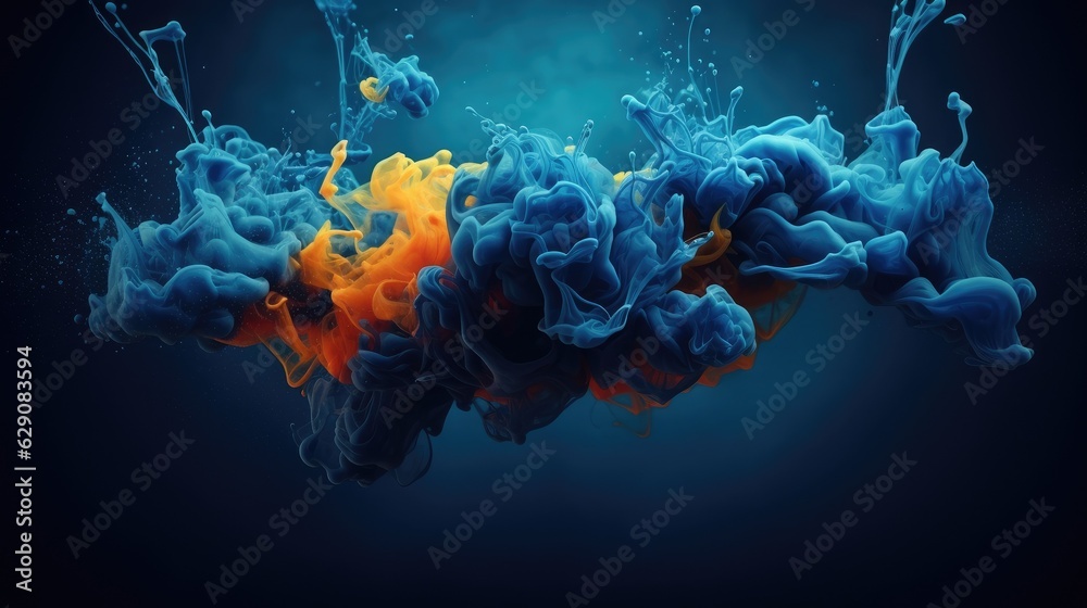 Ink drops in water creating mesmerizing forms. Generative AI Ink drops in water creating mesmerizing forms. Generative AI